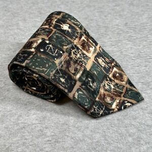 Vintage Tango by Max Raab "Graffiti" 100% Silk‎ Abstract Green Brown Tie